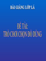 Bài giảng điện tử mầm non đề tài Trò chơi chọn đúng đồ dùng (lớp Lá)