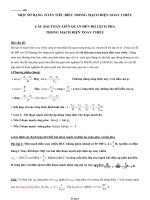 MỘT số DẠNG TOÁN TIÊU BIỂU TRONG MẠCH điện XOAY CHIỀU