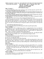 Đề và đáp án thi HSG Lớp 9 môn Hoá thành phố 2013-2014