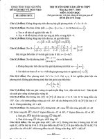 Đề thi và hướng dẫn chấm môn toán điều kiện thi vào lớp 10 năm 2017 2018