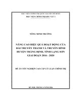 Nâng cao hiệu quả hoạt động của Đài Truyền thanh và Truyền hình huyện Tràng Định, tỉnh Lạng Sơn giai đoạn 2016  2020