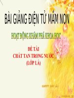 Bài giảng điện tử mầm non đề tài KPKH: Chất tan trong nước (lớp Lá)