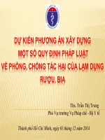 Dự Kiến Phương Án Xây Dựng Một Số Quy Định Pháp Luật Về Phòng, Chống Tác Hại Của Lạm Dụng Rượu, Bia