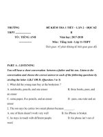 ĐỀ KIỂM TRA 1 TIẾT  lớp 11