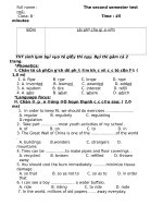 đề kiểm tra học kì 2 môn tiếng anh lớp 8 