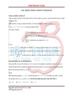 CÁC DẠNG TOÁN CƠ BẢN VỀ HÀM SỐ