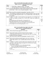ĐÁP án đề KIỂM TRA HKII  LY 7 20112012 