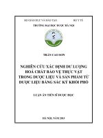 Nghiên cứu xác định dư lượng hóa chất bảo vệ thực vật trong dược liệu và sản phẩm từ dược liệu bằng sắc ký khối phổ 