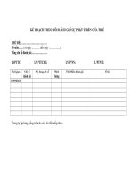 KẾ HOẠCH THEO DÕI ĐÁNH GIÁ SỰ PHÁT TRIỂN CỦA TRẺ