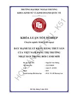 ĐẨY MẠNH XUẤT KHẨU HÀNG THUỶ SẢN CỦA VIỆT NAM SANG THỊ TRƯỜNG NHẬT BẢN TRONG BỐI CẢNH MỚI