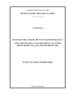 Đánh giá thực trạng, đề xuất giải pháp quản lý chất thải rắn dựa vào cộng đồng tại xã phù đổng, huyện gia lâm, thành phố hà nội 