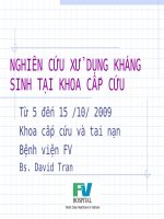 NGHIÊN CỨU XỬ DỤNG KHÁNG SINH TẠI KHOA CẤP CỨU