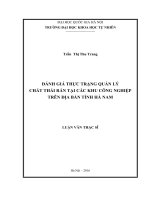 Đánh giá hiện trạng quản lý chất thải rắn tại các khu công nghiệp trên địa bàn tỉnh hà nam 