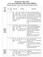 Kế hoạch trong tuần chủ đề phương tiện giao thông ngày 8 3