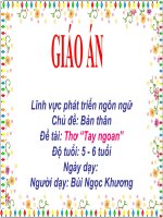 Giáo án điện tử Bài Thơ tay ngoan chủ đề bản thân hay