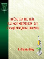 HƯỚNG DẪN THU THẬP MẪU NGHI NHIỄM MERS - CoV (Theo QĐ 2174/QĐ-BYT
