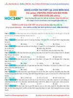 Thi online: PHƯƠNG PHÁP GIẢI BÀI TOÁN   ĐỐT CHÁY ESTE (Đề số 01) 