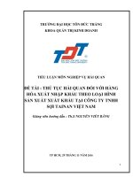 thủ tục hải quan đối với hàng hóa xuất nhập khẩu theo loại hình sản xuất xuất khẩu tại công ty tnhh sợi tainan việt nam 