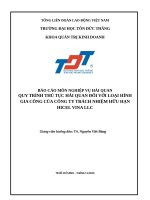 quy trình thủ tục hải quan đối với loại hình gia công của công ty trách nhiệm hữu hạn hicel vina llc 