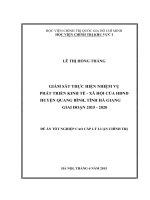 Giám sát thực hiện nhiệm vụ phát triển kinh tế  xã hội của HĐND huyện Quang Bình, tỉnh Hà Giang giai đoạn 2015  2020”