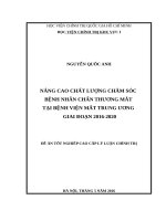 Nâng cao chất lượng chăm sóc bệnh nhân chấn thương mắt tại Bệnh viện Mắt Trung ương giai đoạn 2016  2020