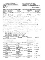 de dap an kiem tra hk2 mon tieng anh 12 nam hoc 2016 2017 