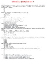 Đề kiểm tra định kỳ sinh học lớp 10 tháng 4