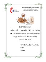 Phân tích báo cáo lưu chuyển tiền tệ của công ty cổ phần cao su miền nam (CSM) giai đoạn 2009  2013  