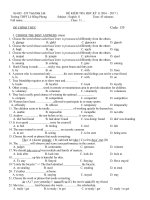 de dap an thi hoc ky 1 mon tieng anh 11 nam hoc 2016 2017 