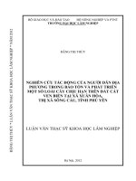 Nghiên cứu tác động của người dân địa phương trong bảo tồn và phát triển một số loài cây chịu hạn trên đất cát ven biển tại xã xuân hòa   thị xã sông cầu   tỉnh phú yên