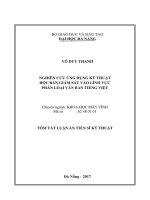 Nghiên cứu ứng dụng kỹ thuật học bán giám sát vào lĩnh vực phân loại văn bản tiếng việt (tt) 
