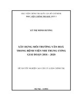 Xây dựng môi trường văn hoá trong Bệnh viện Nhi Trung ương, giai đoạn 2016 2020