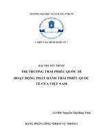 thị trường trái phiếu quốc tế hoạt động phát hành trái phiếu quốc tế của việt nam 