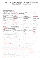 de dap an kiem tra hk2 mon tieng anh 11 nam hoc 2016 2017 