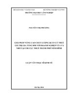 Giải pháp nâng cao chất lượng quản lý thuế giá trị gia tăng đối với doanh nghiệp vừa và nhỏ tại chi cục thuế thành phố ninh bình 