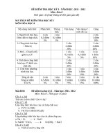 Đề kiểm tra học kì 1 môn hoá lớp 8 