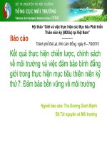 Kết quả thực hiện chiến lược, chính sách về môi trường và việc đảm bảo bình đẳng giới trong thực hiện mục tiêu thiên niên kỷ thứ 7: Đảm bảo bền vững về môi trường