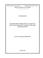 Giải pháp hoàn thiện công tác quản lý ngân sách nhà nước tại thị xã chí linh, tỉnh hải dương 