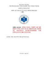 tính toán, thiết kế bể phản ứng sản xuất protease kiềm từ bacillus licheniformis với công suất 200 tấn năm