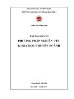 Tập bài giảng phương pháp nghiên cứu khoa học chuyên ngành 