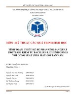 tính toán, thiết kế bể phản ứng sản xuất protease kiềm từ bacillus licheniformis với công suất (nhà máy) 200 tấn năm 