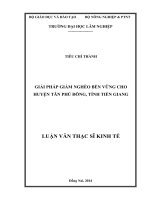 Giải pháp giảm nghèo bền vững cho huyện tân phú đông, tỉnh tiền giang 