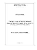 Thiết kế các chủ đề tích hợp liên môn trong dạy học phần sinh học cơ thể động vật, sinh học 11, trung học phổ thông  lý luận và phương pháp dạy học bộ môn (tt)