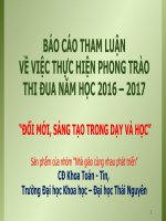 Báo cáo tham luận về việc thực hiện phong trào thi đua năm học 2016 – 2017  “đổi mới, sáng tạo trong dạy và học”