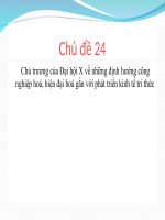 Chủ trương của đại hội x về những định hướng công nghiệp hoá, hiện đại hoá gắn với phát triển kinh tế tri thức 