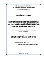 Kiểm toán hàng tồn kho trong kiểm toán báo cáo tài chính do các công ty kiểm toán độc lập tại Việt Nam thực hiện