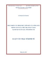 Phát triển các hình thức liên kết của nông dân trong sản xuất, tiêu thụ xoài và rau tại huyện xuân lộc, tỉnh đồng nai 