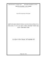 Một số giải pháp nâng cao sự hài lòng của nhà đầu tư ở các khu công nghiệp trên địa bàn tỉnh bến tre  luận văn thạc sỹ kinh tế  nguyễn, thị ngọc phượng; người hướng dẫn 