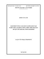 Giải pháp nâng cao chất lượng đào tạo nghề cho lao động nông thôn trên địa bàn huyện yên khánh, tỉnh ninh bình 