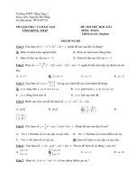 BỘ ĐỀ KIỂM TRA TRẮC NGHIỆM  MÔN TOÁN 12 CÓ ĐÁP ÁN